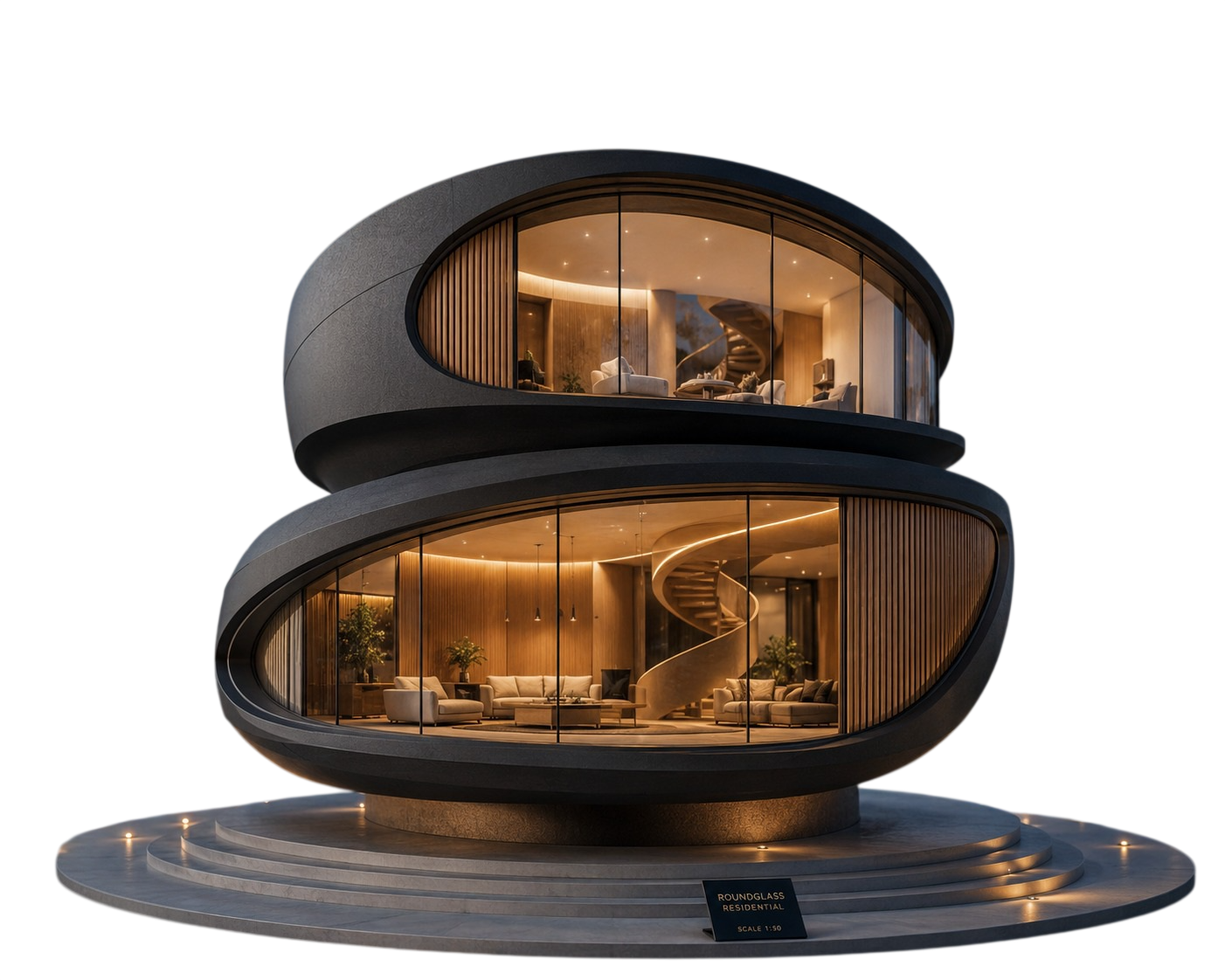 RoundGlass — edificio residenziale concept in vetro curvo